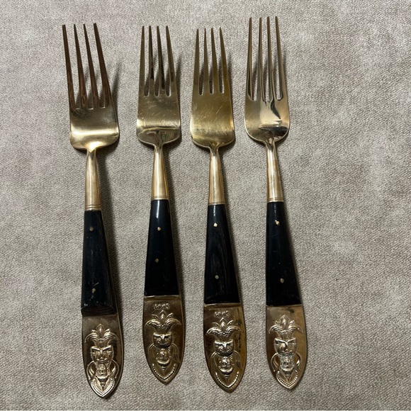 Siam Bronze Buddha Pattern Forks Thailand Flatware 4 Pieces - Picture 1 of 6